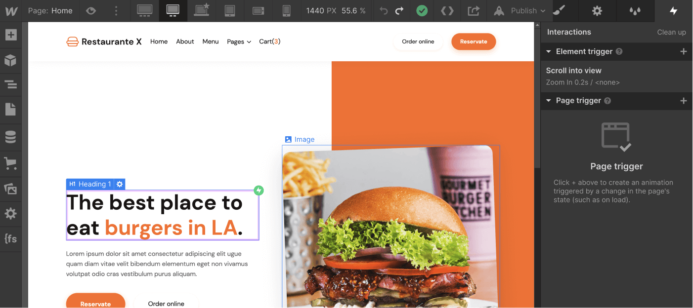 Animations - Restaurante X Webflow Template